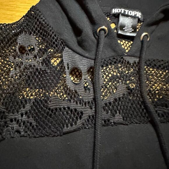 Skull and Crossbones mesh hoodie pullover large - Picture 3 of 8